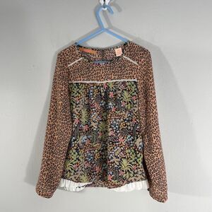 Scotch N Soda Scotch R'Belle Girls Sz 6 Floral Animal Print Peasant Blouse Top